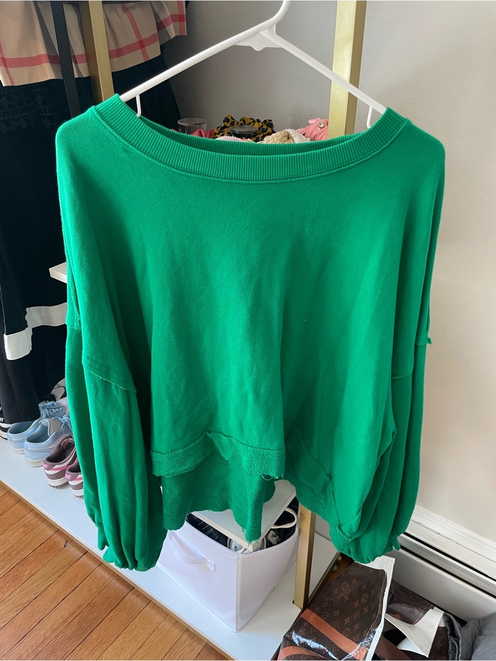 Free People Woman's Green Oversized Sweatshirt